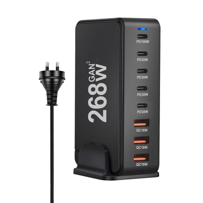 268W Desktop GaN Charger 8-port USB Type C PD Charger Fast Charge 3.0 USB Type C Fast Charger Mobile USB Charger
