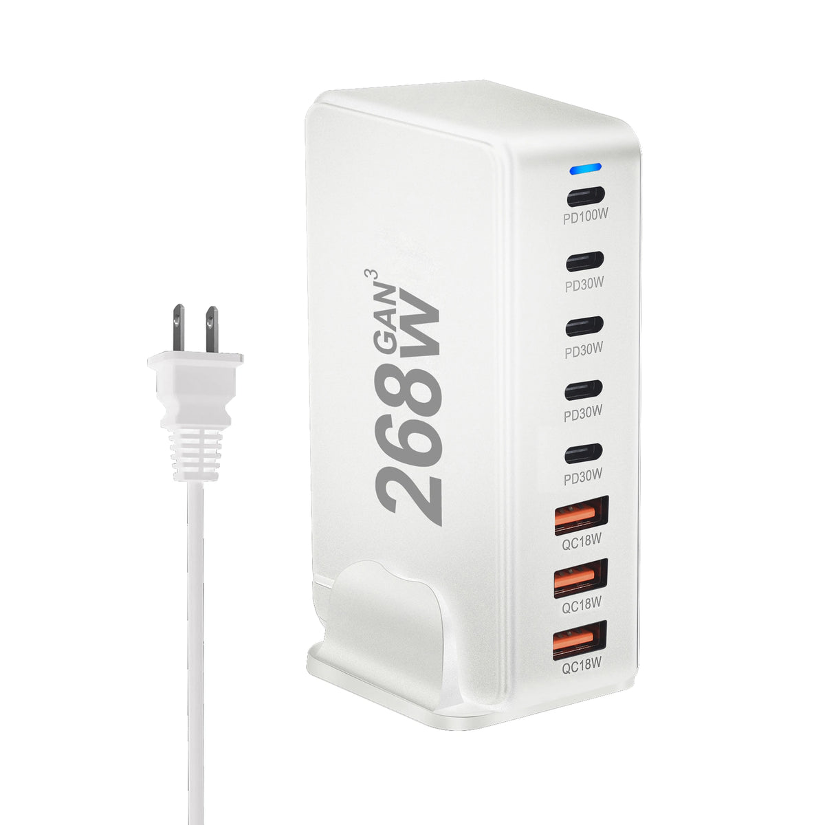 268W Desktop GaN Charger 8-port USB Type C PD Charger Fast Charge 3.0 USB Type C Fast Charger Mobile USB Charger