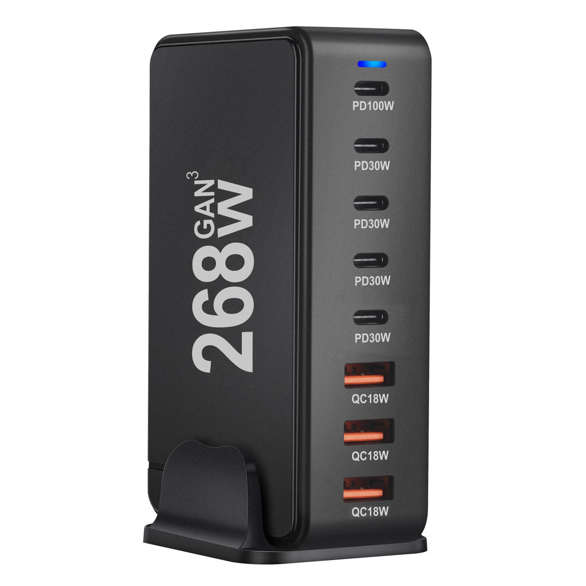 268W Desktop GaN Charger 8-port USB Type C PD Charger Fast Charge 3.0 USB Type C Fast Charger Mobile USB Charger