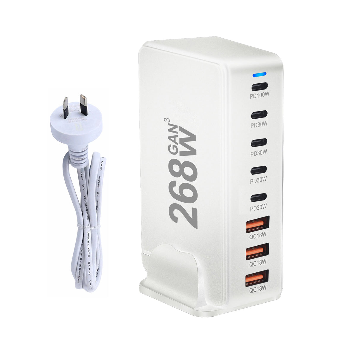 268W Desktop GaN Charger 8-port USB Type C PD Charger Fast Charge 3.0 USB Type C Fast Charger Mobile USB Charger