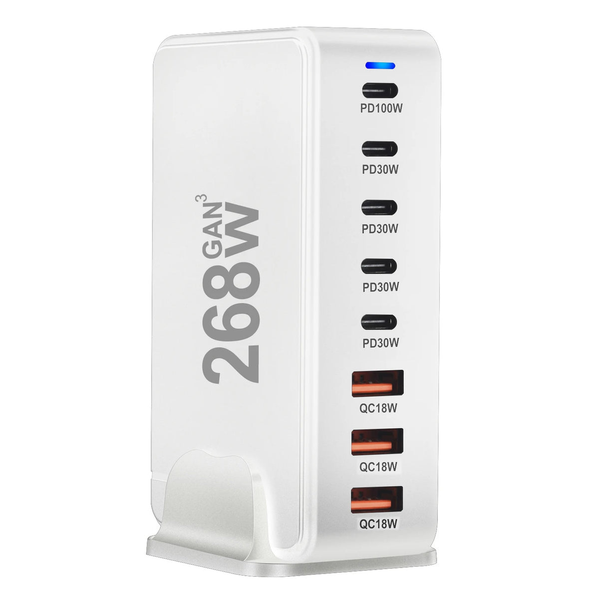 268W Desktop GaN Charger 8-port USB Type C PD Charger Fast Charge 3.0 USB Type C Fast Charger Mobile USB Charger